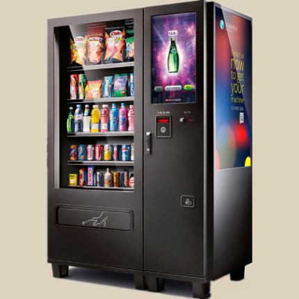 2 in 1 vending machine offering snacks and drinks